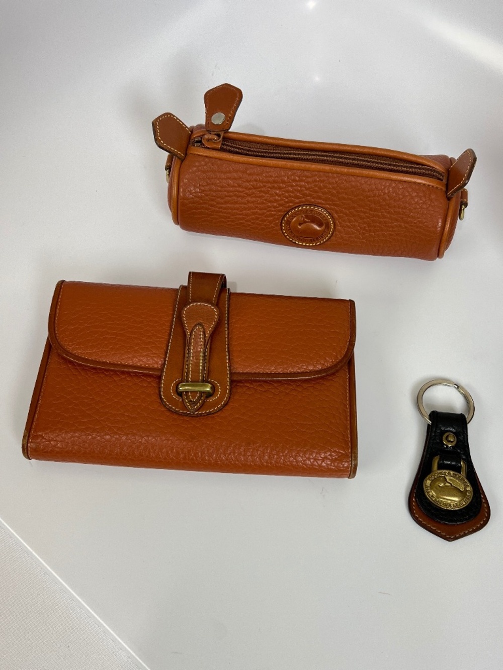 3 Pc Vintage Dooney & Bourke Madison Checkbook Wallet, Cosmetic Bag, Key Holder